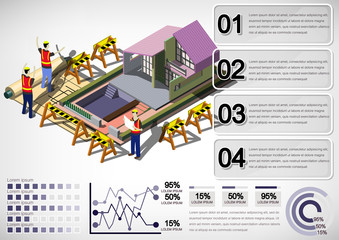 illustration of info graphic house structure concept in isometric graphic
