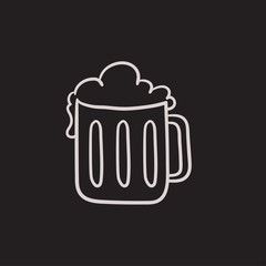Mug of beer sketch icon.