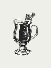 Mulled Wine Hand Drawn Drink Vector Illustration
