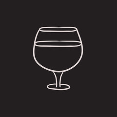 Glass of wine sketch icon.