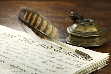 altes handgeschriebenes Testament in englischer Sprache