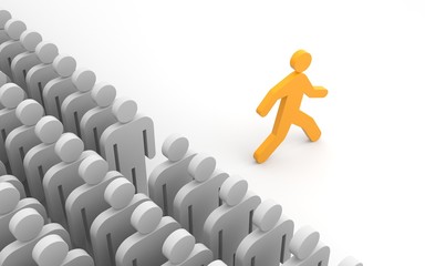 Different people. Run to new opportunities. 3d illustration