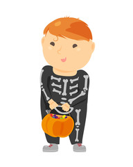 Cute cartoon kid in halloween costume
