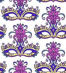 vector, illustration, mask, masquerade, opera, theater, feathers,  seamless pattern