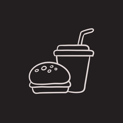 Fast food meal sketch icon.