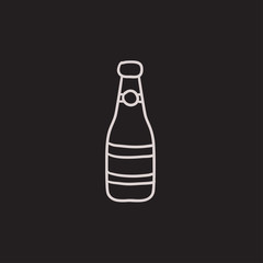 Glass bottle sketch icon.