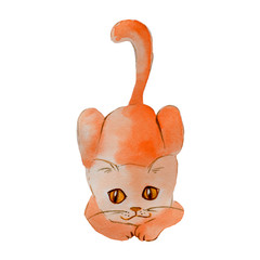 Fototapeta premium watercolor red cat illustration cartoon