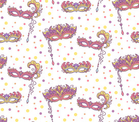 vector, illustration, mask, masquerade, opera, theater, feathers,  seamless pattern