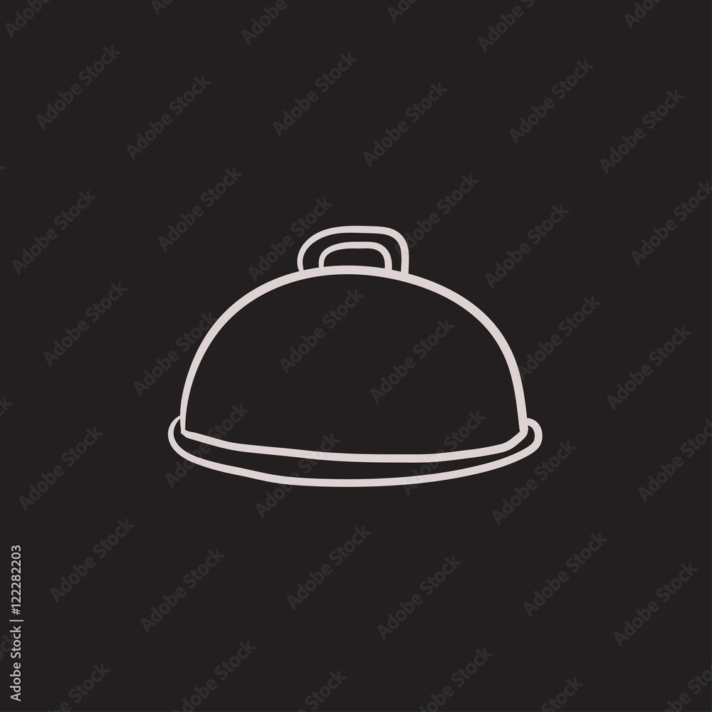 Wall mural Restaurant cloche sketch icon.