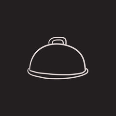 Restaurant cloche sketch icon.