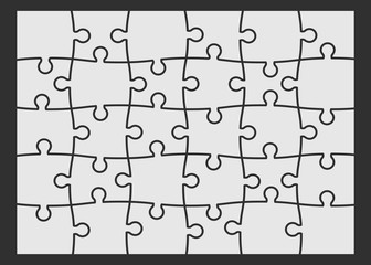 Set of thirty puzzle pieces. Vector illustration, eps 8.