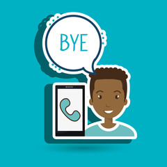 man smartphone bubble telephone vector illustration eps 10