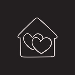 House with hearts  sketch icon.