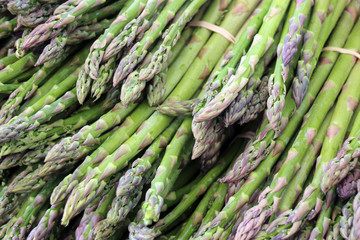 asparagus bunches in market - obrazy, fototapety, plakaty