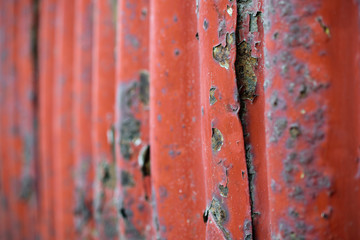 Old red rusty metal wavy texture
