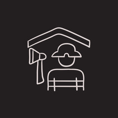 Fireman sketch icon.