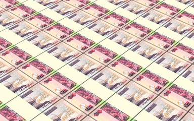 Belizian dollar bills stacks background. 3D illustration.