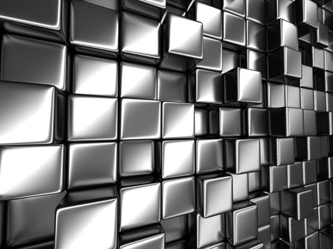 Abstract Dark Metallic Cubes Wall Background