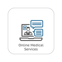 Online Medical Services Icon. Flat Design.