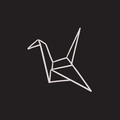 Origami bird sketch icon.