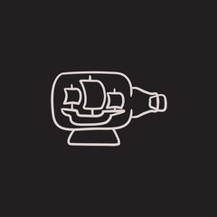 Ship inside bottle sketch icon.