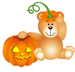 Teddy bear with halloween pumpkin
