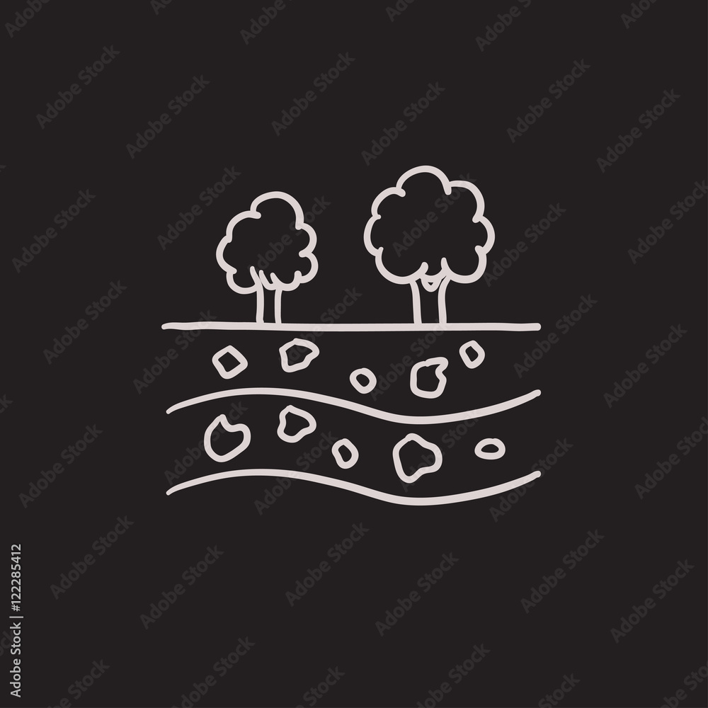 Poster cut of soil with different layers sketch icon.