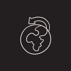 World wide cargo transportation sketch icon.