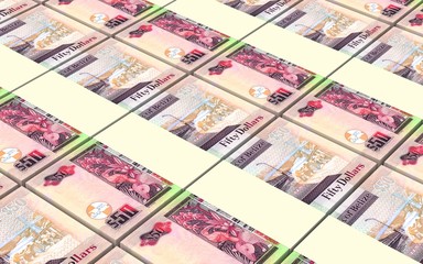 Belizian dollar bills stacks background. 3D illustration.