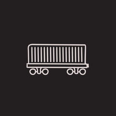 Cargo wagon sketch icon.