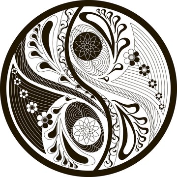 Yin-yang symbol black and white vector illustration