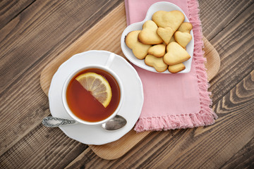 Cup of tea with lemon