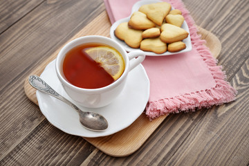 Cup of tea with lemon