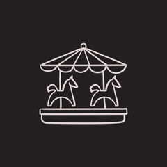 Merry-go-round sketch icon.