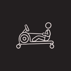 Man exercising in gym sketch icon.