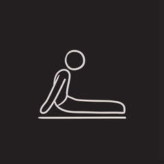 Man practicing yoga sketch icon.