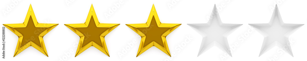 Wall mural zero to five star review or rating - 3d rendering