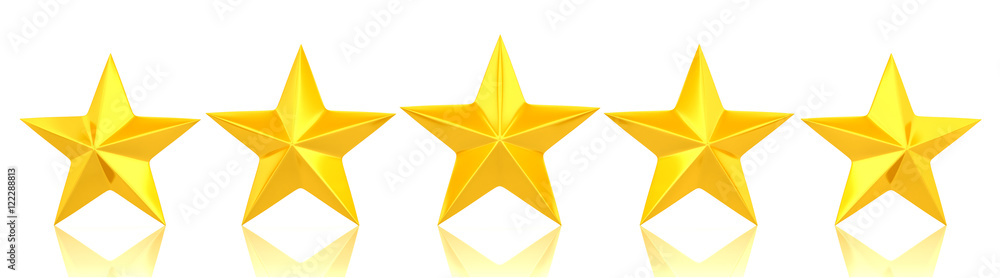 Canvas Prints five shiny golden stars - 3d rendering