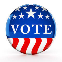 Vote button in red, white, and blue with stars - 3d rendering