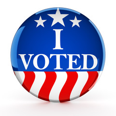 Vote button in red, white, and blue with stars - 3d rendering
