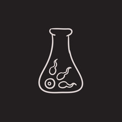 In vitro fertilisation sketch icon.