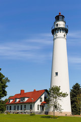 Fototapeta na wymiar Wind Point Lighthouse in Wisconsin