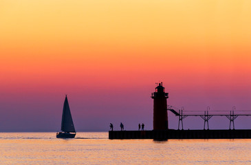 South Haven Twilight on Lake Michigan at South Haven, Michigan