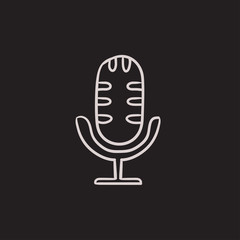 Retro microphone sketch icon.