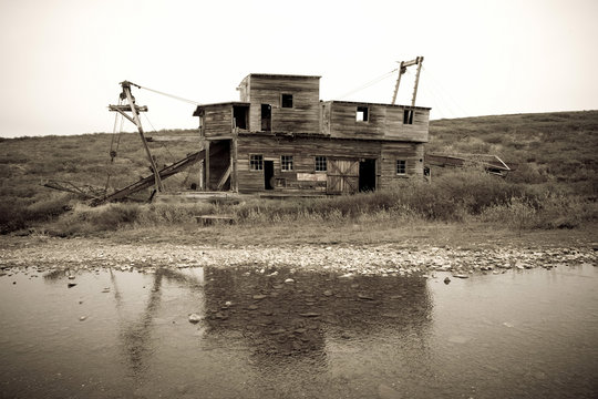 Historic Mining Dredge West Of Nome On Teller Road, Seward Peninsula, Arctic Alaska, Summer