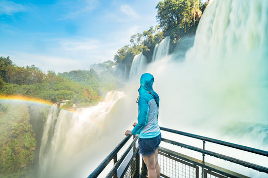 Advanture Traveler enjoy watching Iguazu falls, Argentina