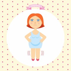 illustration of a pregnant woman with edema. series pregnancy. illustration legs with vascular net legs with edema. adverse pregnancy symptoms