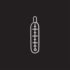 Medical thermometer sketch icon.