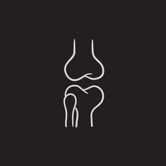 Knee joint sketch icon.