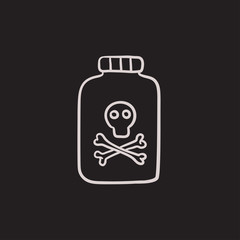 Bottle of poison sketch icon.